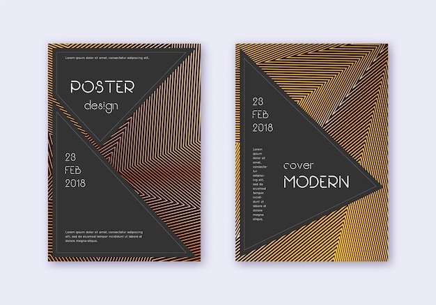 black cover design template set gold abstract lin
