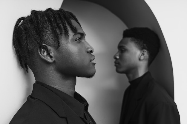 black man minimal portrait