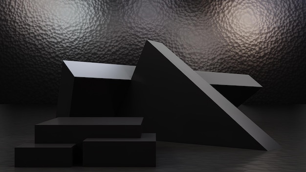 black podium background stand or blank stage platform or minimal modern showcase pedestal 3d