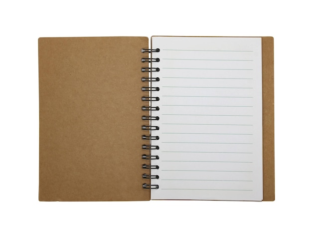 Blank notebook paper with ring spine isolated on white background