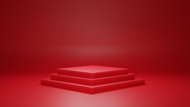 Blank red stand for showing product red background and stand display for concept