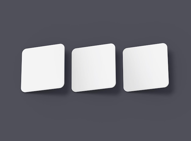 Blank square cards for design presentation 3d rendering