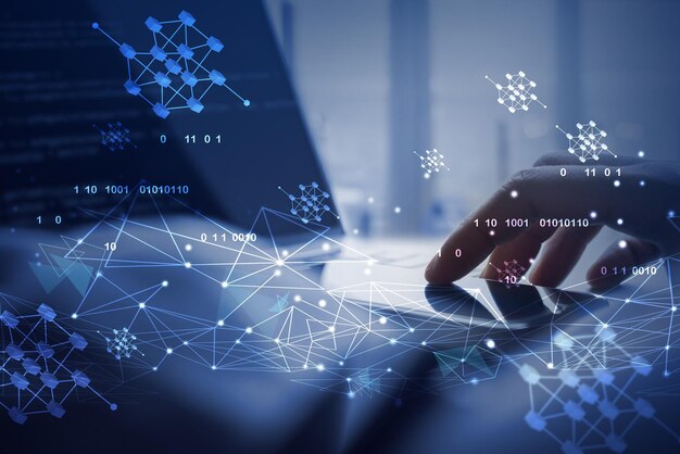 blockchain technology futuristic and smart city background electronics money digital wallet with encrypted block
