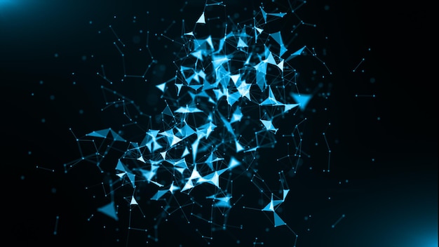 Blue abstrat geometric and technology data network concept background