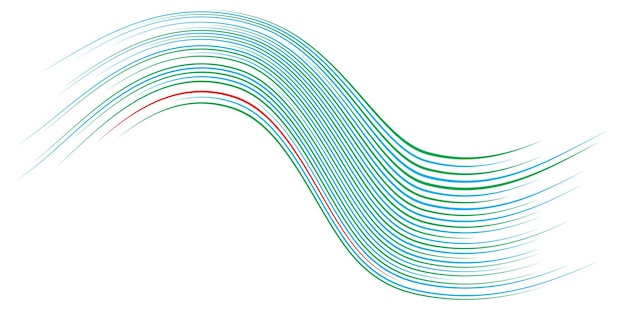 Blue and green wavy lines on white background