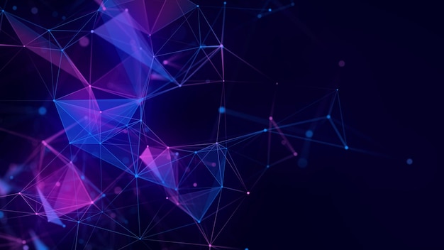 Blue network connection structure Digital background with dots and lines Big data visualization 3D rendering