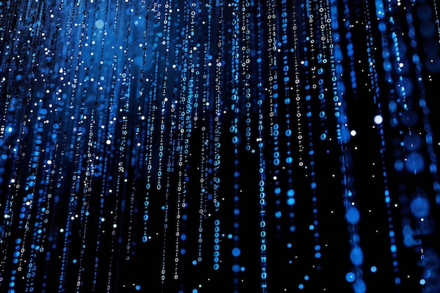 Blue numbers falling down on a black background high quality high resolution