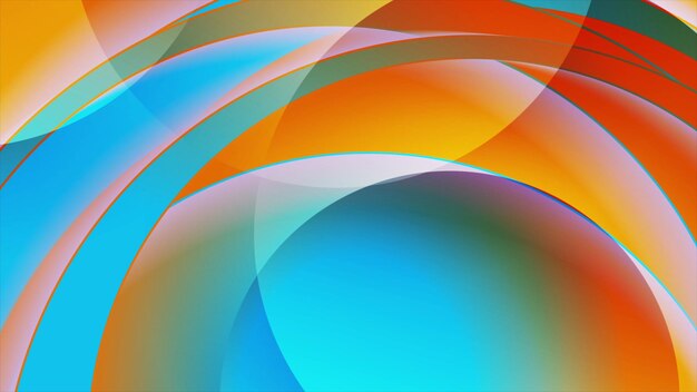 Blue orange geometric tech design with glossy wavy shapes