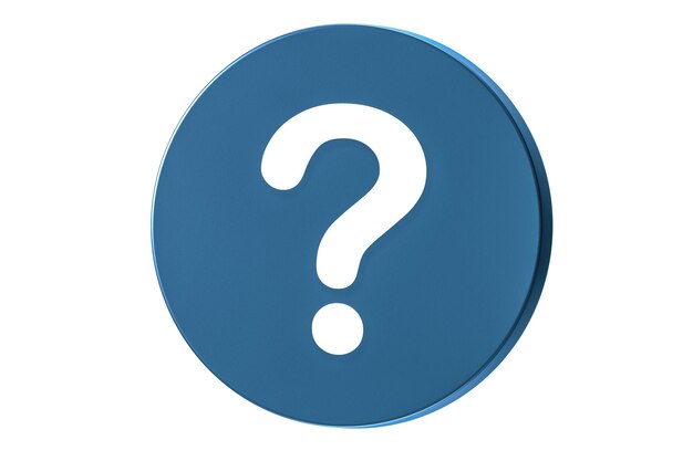 Blue Question mark sign icon Help symbol FAQ sign 3d design style isolated on white background