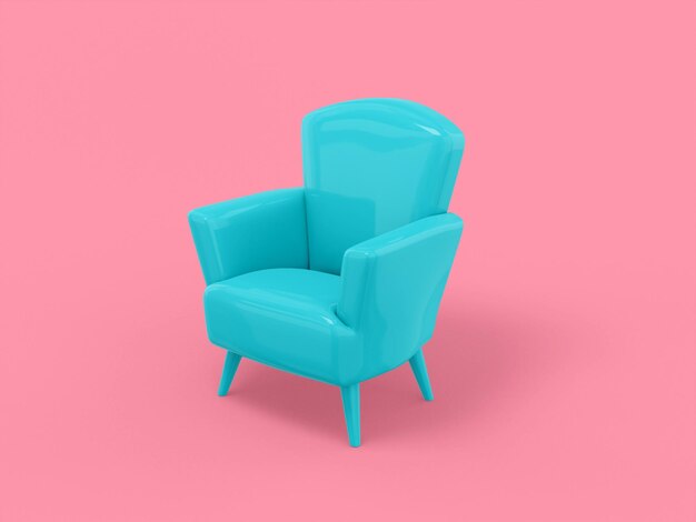 Blue single color armchair on a pink monochrome background Minimalistic design object 3d rendering icon ui ux interface element