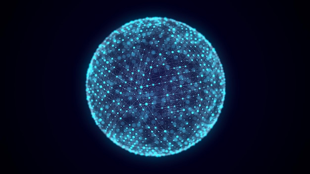 blue sphere consisting of points and lines modern wireframe elements technology grid sphere 3d rendering