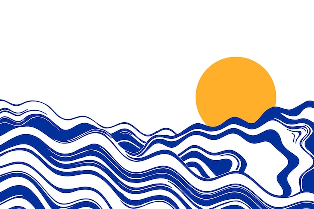 blue waves sun png clip art border transparent background