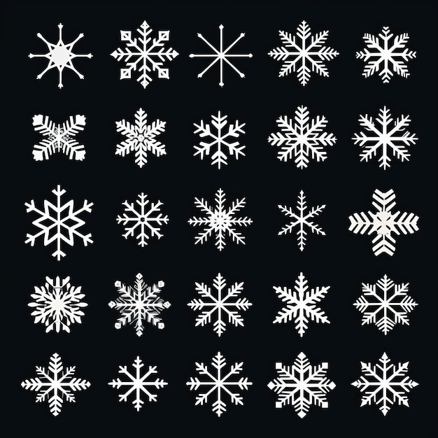 Bold And Minimalistic Snowflake Vector Icon Set