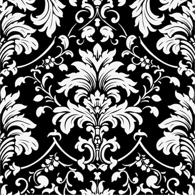Bold Baroqueinspired Floral Pattern On Black And White Background