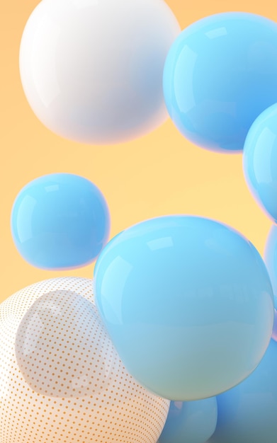 bouncy and abstract balls 3d rendering
