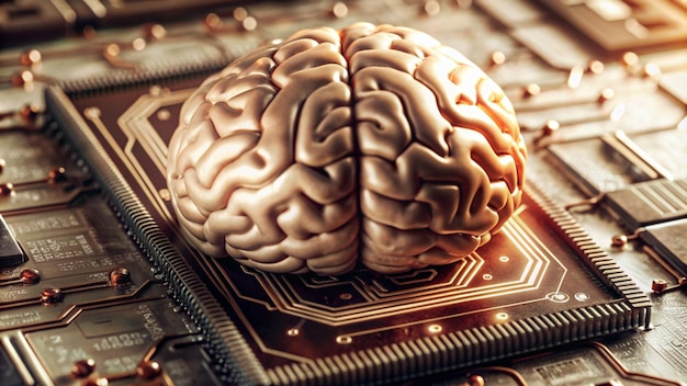 Brain in the form of a computer chip Background