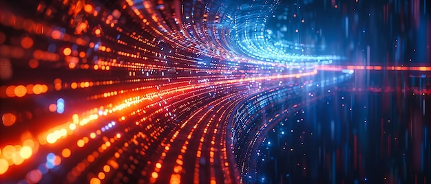 bright blue digital network futuristic technology concept glowing lines of communication and data flow