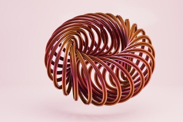 brown spiral twisted in a circle on a pink background.