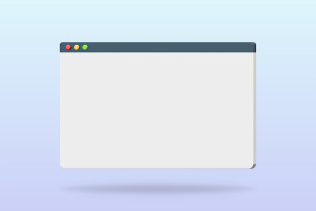Browser window illustration in 3D. Cartoon browser in 3D render.
