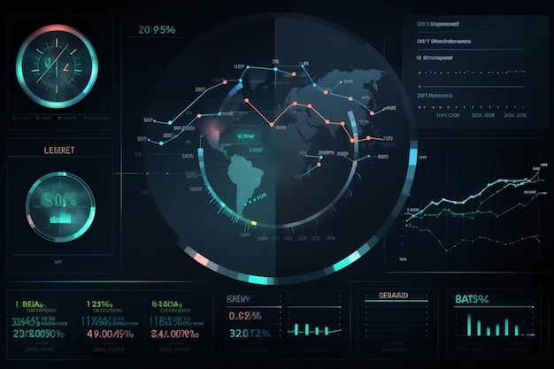 Business analytics concept with digital data diagrams and chart financial dashboard of company