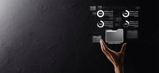 Business developer hand using board framework on virtual modern computer showing innovation Agile software development lean project management tool fast changes conceptDocument Management System DMS