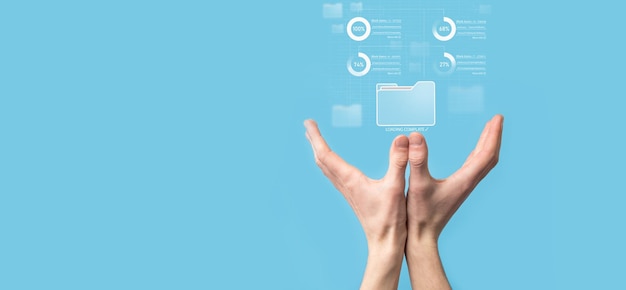 business developer hand using board framework on virtual modern computer showing innovation agile software development lean project management tool fast changes conceptdocument management system dms