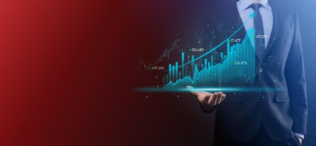 Business development financial plan and strategyAnalysis finance graph and market chart investment Digital economy exchangeDevelopment and growing growth planStock market investmentbanking