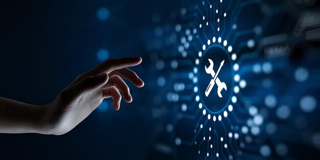 business man developing virtual digital web design using ai technology for coding and data analysis