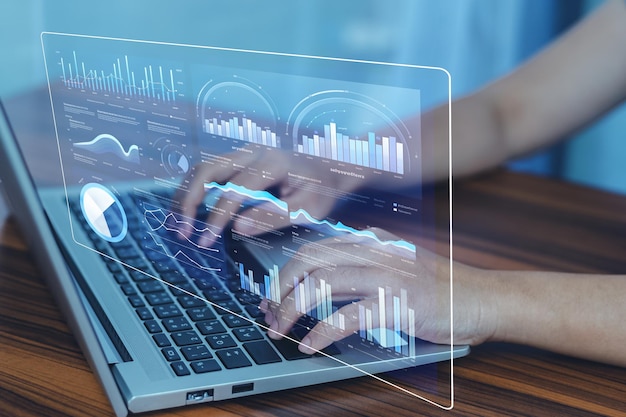 businessman using computer for dms documents management and erp software for document system management automation software to archiving and efficiently manage and information files ai management