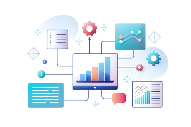 Các Biểu Tượng Số Liệu QA Xử Lý Dữ Liệu AI 3D cho Khả Năng Phân Tích trong Quy Trình QA Vector Bị Cô Lập