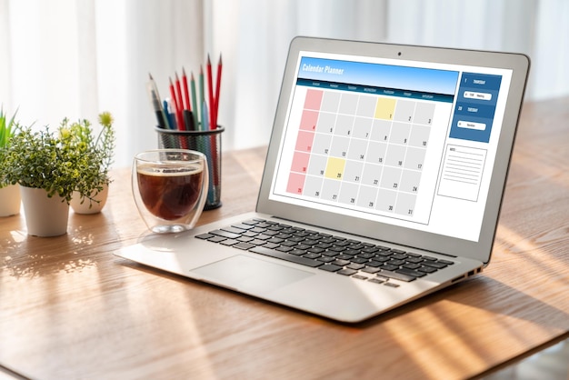 calendar on computer software application for modish schedule planning for personal organizer and online business