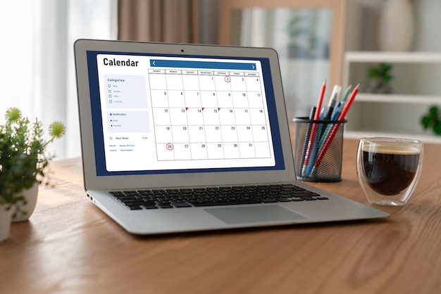 calendar on computer software application for modish schedule planning