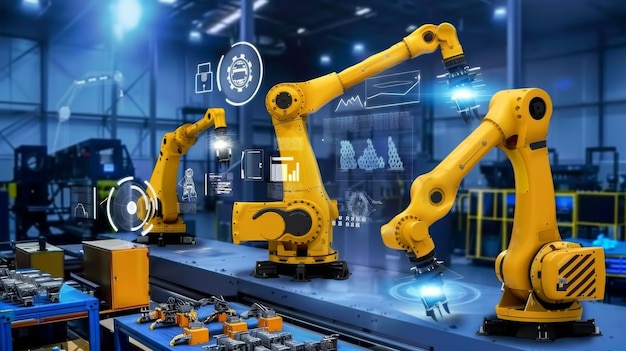 Cánh tay robot công nghiệp thông minh cho công nghệ sản xuất nhà máy kỹ thuật số