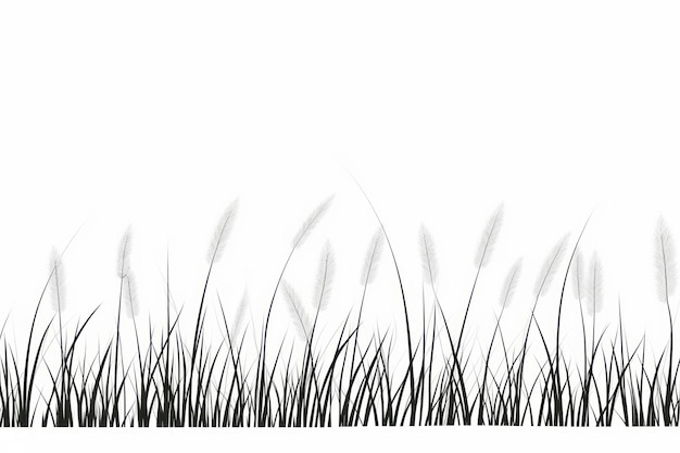 Captivating Contrast Graceful Grass Silhouette on Isolated White Background AR 01861 01