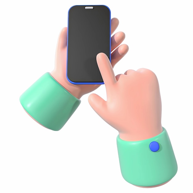 cartoon hands interacting with a smartphone