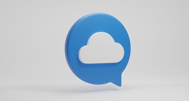 Cartoon minimal blue speech bubble Internet storage cloud icon