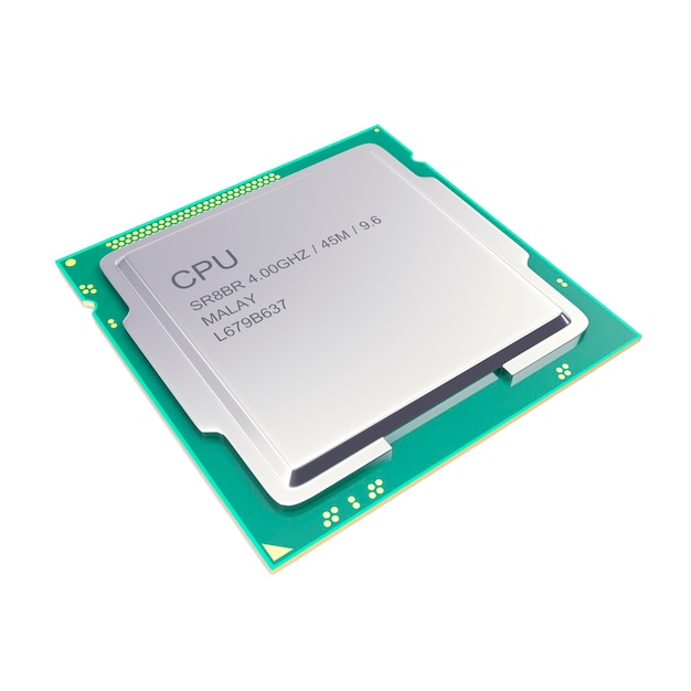 central processor unit cpu isolated on white 3d illustration