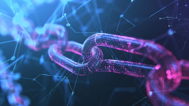 chain with binary code in the background network connection concept