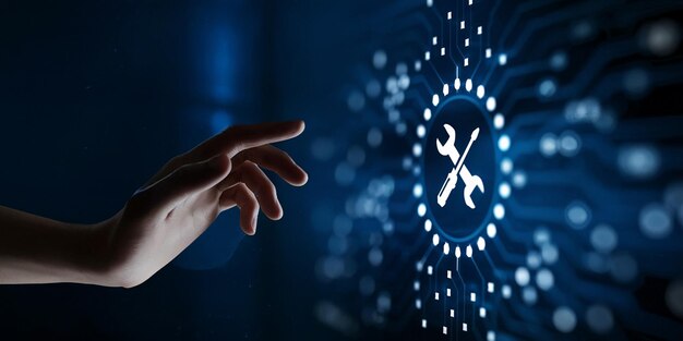 Chatbot computer program Business Man Developing Virtual Digital Web Design Using AI Technology