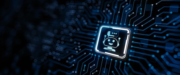 Chatbot computer program Business Man Developing Virtual Digital Web Design Using AI Technology