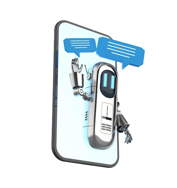 Chatbot hoặc robot trợ lý trò chuyện với bong bóng hội thoại
