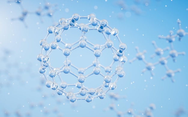 chemical molecule with blue background 3d rendering