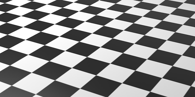 chessboard black and white color background texture perspective view 3d illustration