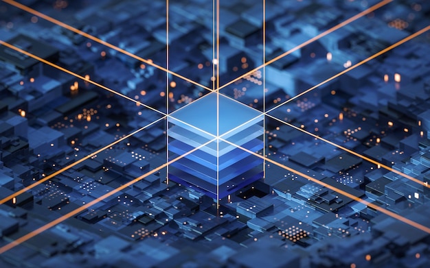 circuit and materials science and technology 3d rendering