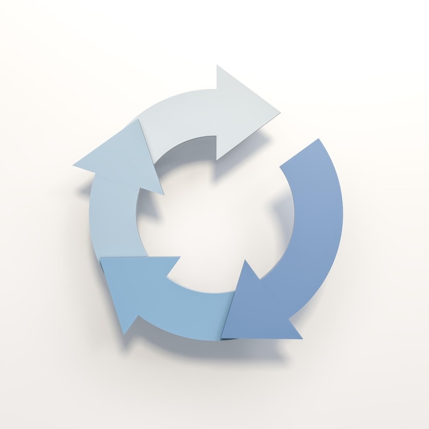 Circular arrows forming rotating cycle on white background