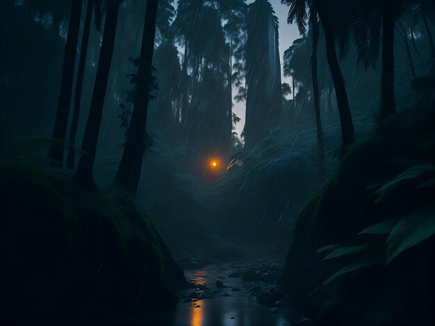 city in the rain forest at dawn the sun an outdoor photograph