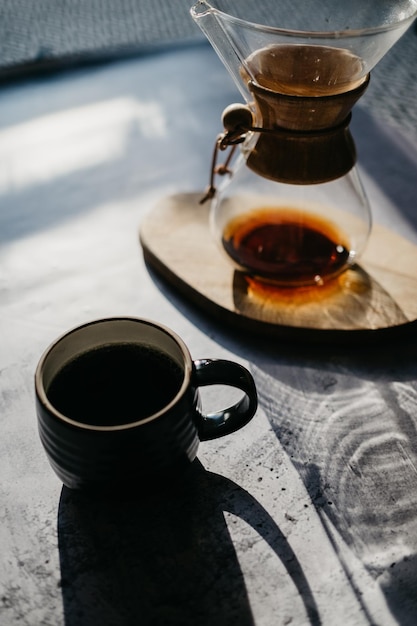 close-up of coffee cups on table