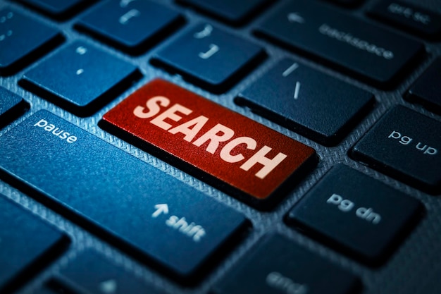Close-up of computer keyboard with search button