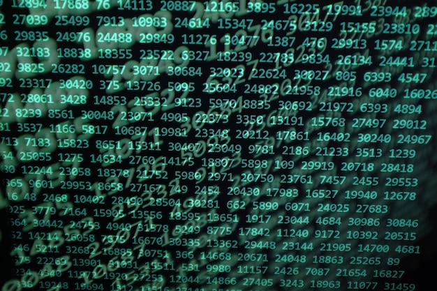 Close-up of data on computer monitor