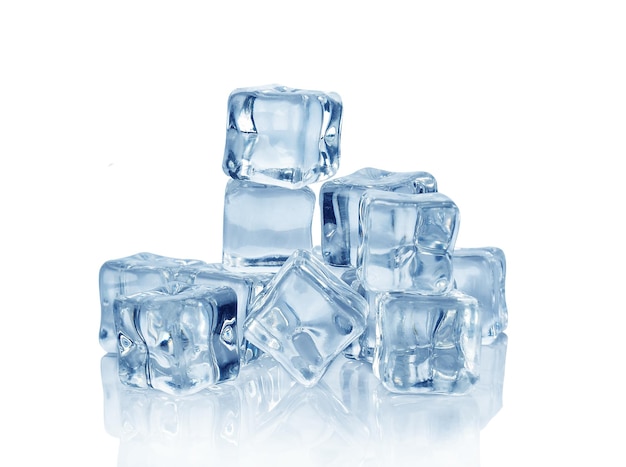 Close-up of ice cubes against white background